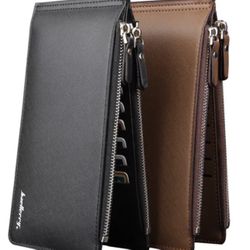 Black Or Brown Large Capacity 16 Slots Card Holders Leather Wallet Famous Brand Bifold Money Purse Fashion Male/female