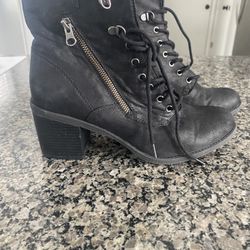 Womans Black Combat Boots Sz 10