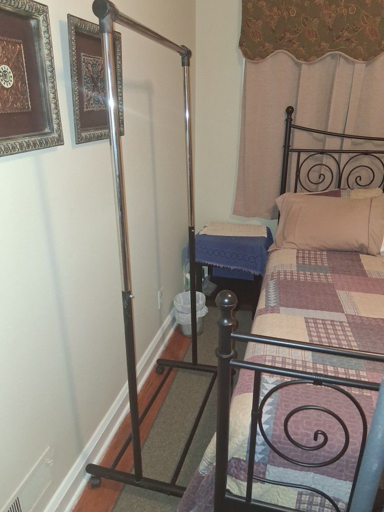 Clothing Rack--Single Rod With Wheels