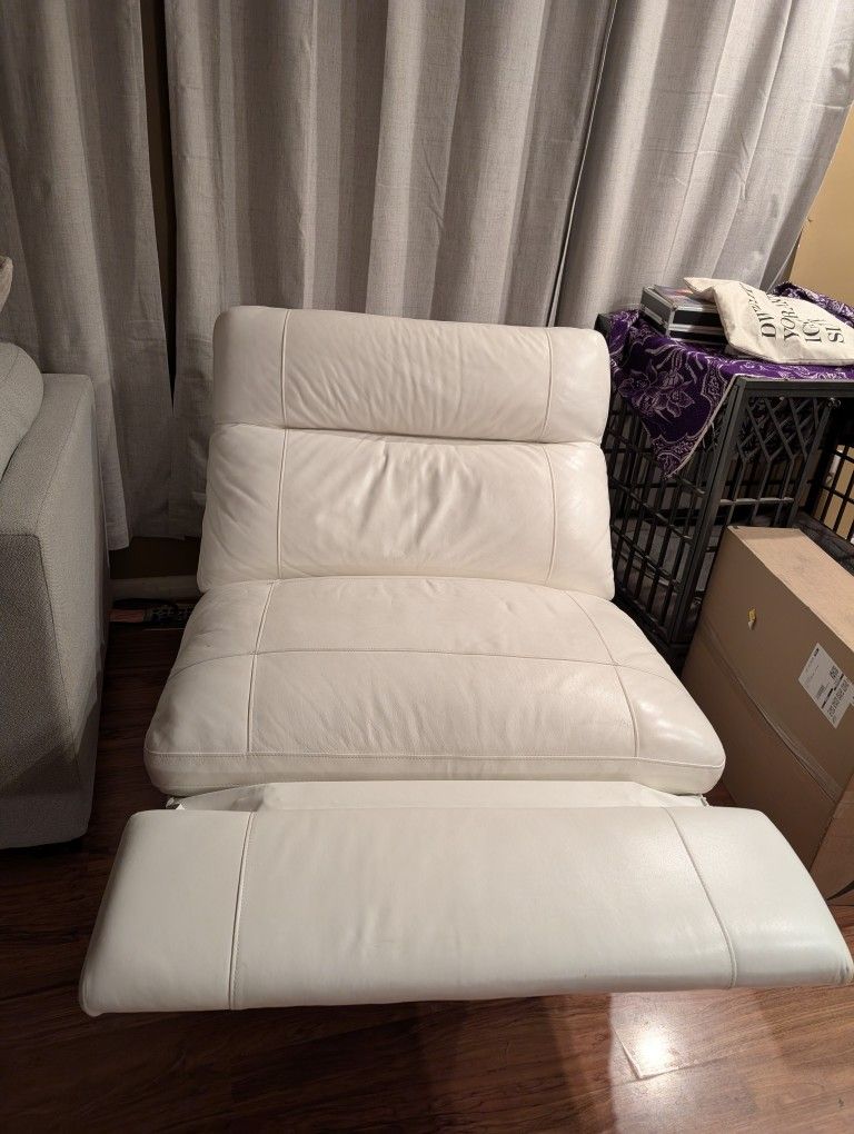 White Electric Reclining Leather Sofa