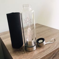 Glass Water Bottle With Crystal 