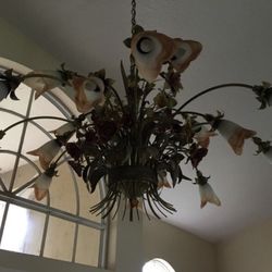 Hand Painted Tulip alabaster Chandelier 