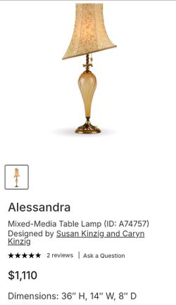 Authentic "Alessandra" Table Lamp, handcrafted in the USA by Kinzig Design 32" T