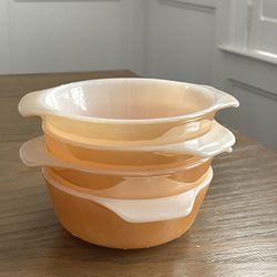 Set of 4 Vintage Fire-King Peach Lustre Casserole Bowls 472 Anchor Hocking 8oz