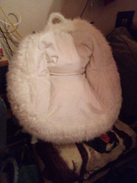 White Shag Bean Bag chair 