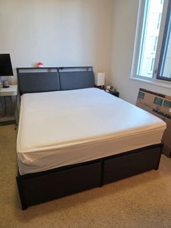 Queen bed with drawers and storage