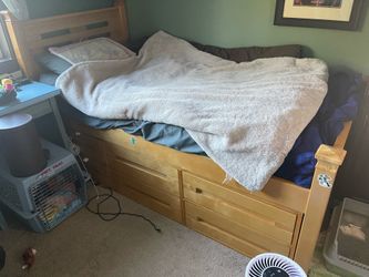 Solid Wood Twin Captains Bed