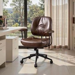 New Skro PU Fabric Swivel Ergonomic Office Task Chair in Dark Brown with Recliner and Lumbar Support