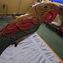 Paper Mache Parrot With Perch