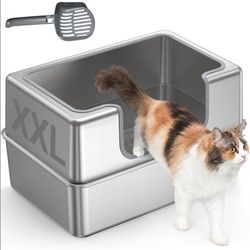 Non-Stick Entirely Stainless Steel Litter Box Splash-Proof & Leak-Proof
PETALPAW Seamless Seal, High-Sided, Cat Litter Box with Lid for Multi-Cats, Ea