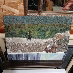 1960's sea glass and pebble mosaic artwork
