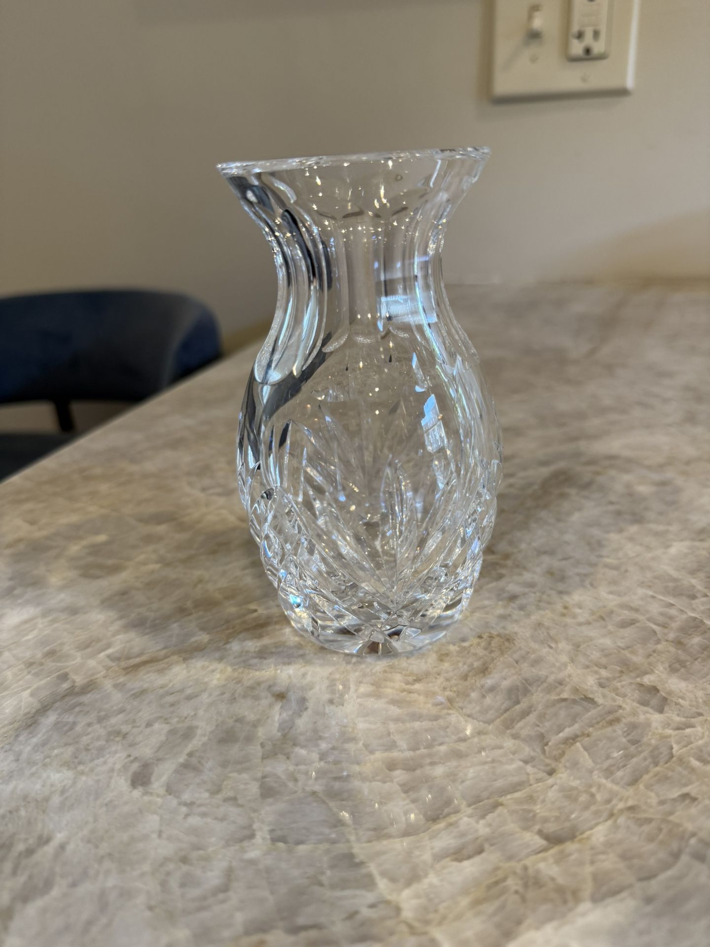 Waterford Signed Libra Fan Cut Crystal Vase Gothic Mark 5 “