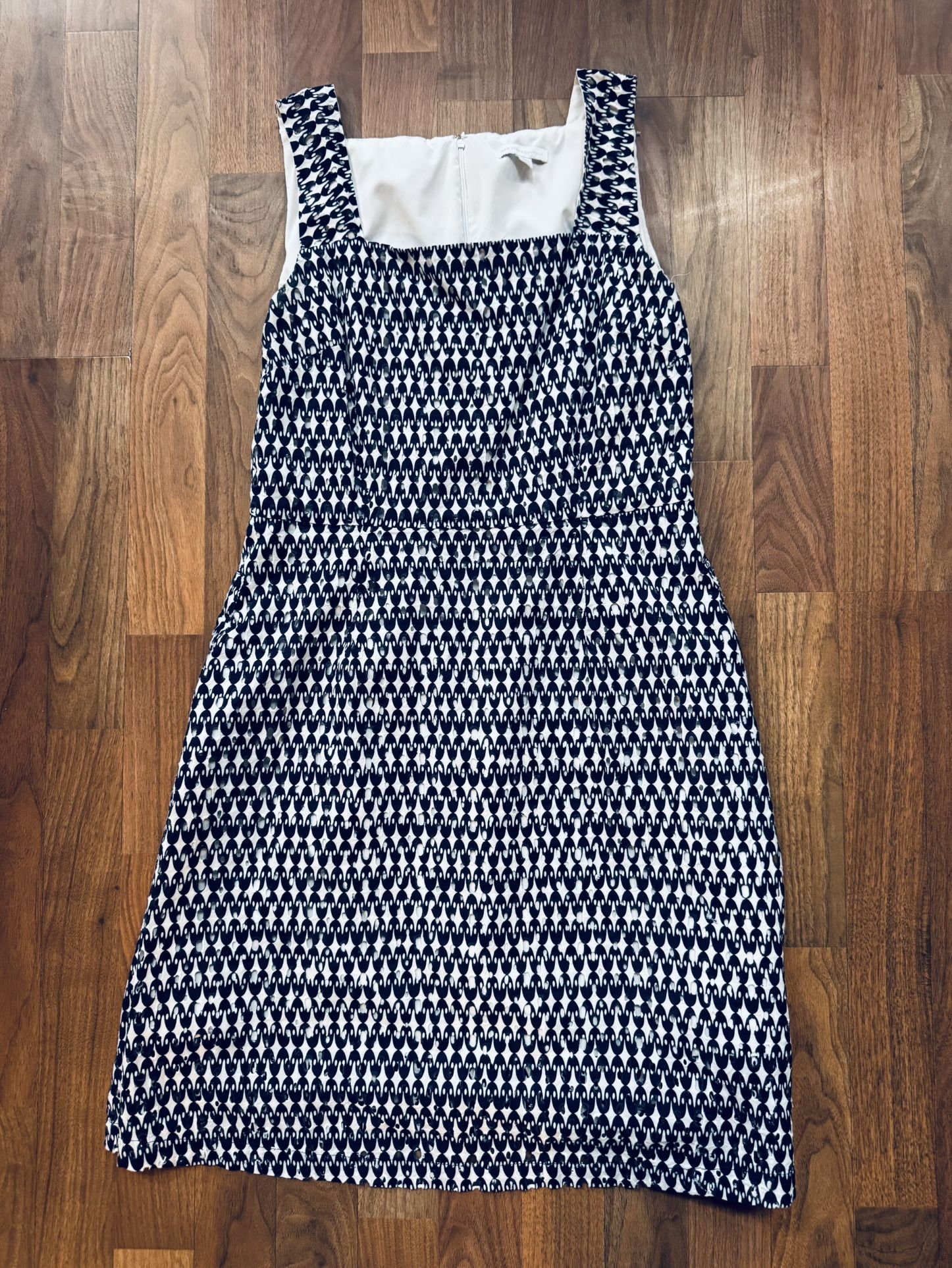 New York Company Blue White Eyelet Sleeveless Dress Sz 14 Great Condition