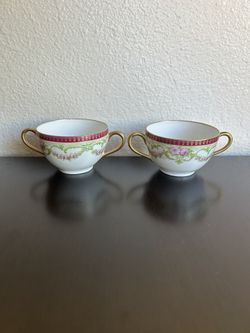 Beautiful Pink Floral Limoges Tea/Coffee Cup Lot-2