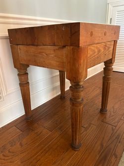 Antique Butcher Block Cutting Table, one of a kind, beautiful detailed legs!