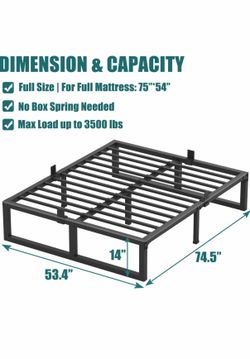 New in box Yitong Angel Full Size Bed Frame, 14” H holds 3500 lbs . Russell/Boulder area