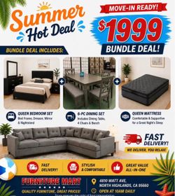 🏠 MOVE-IN SPECIAL BEDROOM + DINING + SECTIONAL + MATTRESS $1,999