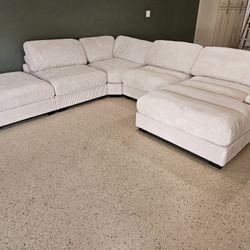 Brand New 5 Pcs Sectional Corduroy Fabric Beige $1049