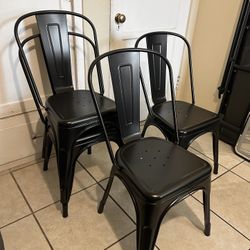 Set of 4 Metal Dining Chairs – Stackable, Heavy Duty