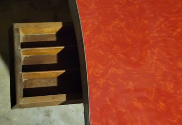 Original Red Metal & Chrome Kitchen Table Mid Century