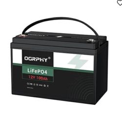 OGRPHY 12V 100Ah LiFePO4 Battery, 1280Wh Grade A Cells Lithium Battery