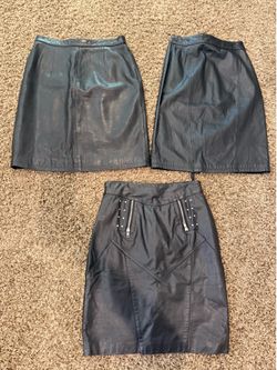 Black Vintage Leather Skirts