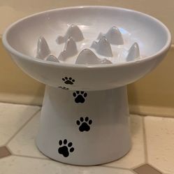 Elevated Ceramic Pet Slow Feeder Bowl