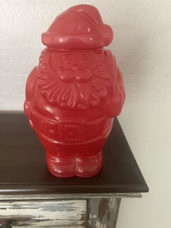 Vintage PackerWare Santa Claus Red Sparkle Plastic Cookie Jar 12” Blow Mold