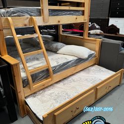 Twin Full Full Bunk Bed With Mattresses Colchones Nuevos Bonitos 