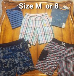 New Size M medium boys summer lot Sz 8 shorts swim trunks t-shirt Cat & Jack nwt
