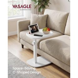 VASAGLE Couch Table, C-Shaped Sofa Side End Table, Bedside Table, Adjustable Height
