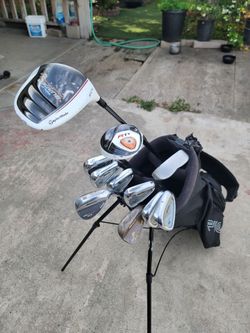 Taylormade & Mizuno Golf Club Set Right Handed W/Ping Hoofer 2 Stand Bag