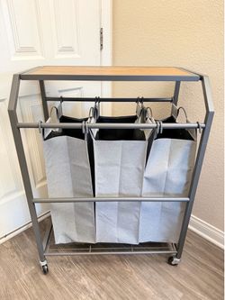 TRINITY Rolling Laundry Sorter Cart with Bags