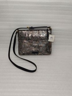 Fossil crossbody bag purse. Authentic. New With Tags. Black Silver Snake. Beautiful women's handbag