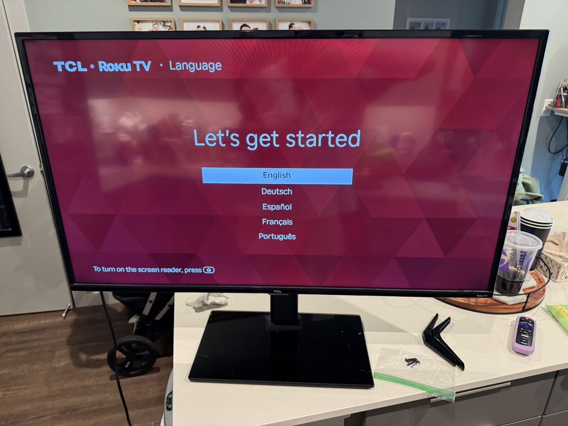 40” TCL Roku TV, Remote, Stand and OEM feet