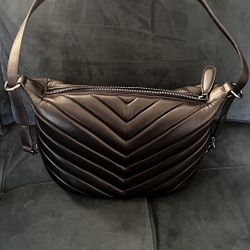 NEW With Tags Eric Javits Chevron Black Leather Purse Handbag