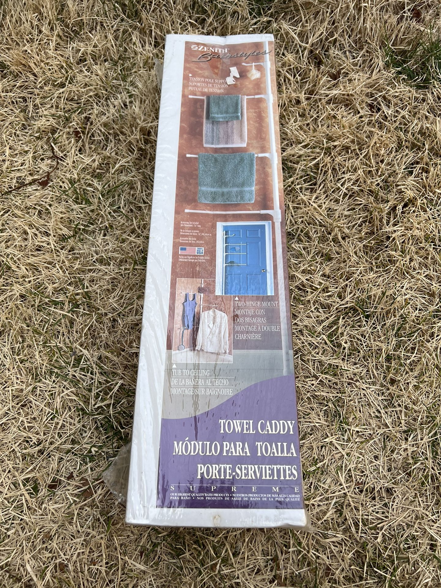 Zenith BehindTheDoor Towel Bar / Tension Corner Pole Towel Caddy for