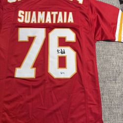 Kingsley Suamataia Signed Autograph Custom Jersey - Beckett Coa - KC Chiefs