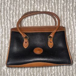 Dooney & Bourke Vintage Black/Tan Satchel Handbag Size 12x9x4