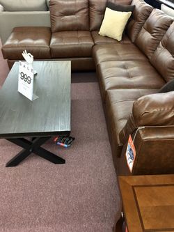 🇺🇸HUGE Furniture Sale!🇺🇸 Brand New Faux Leather Brown Sectional! $50 Down Takes It Home Today!