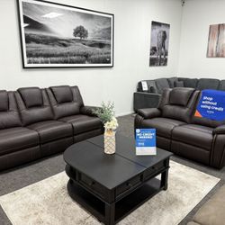 Brown 2pc Sofa & Loveseat Recliner Set - Free Delivery Promo 