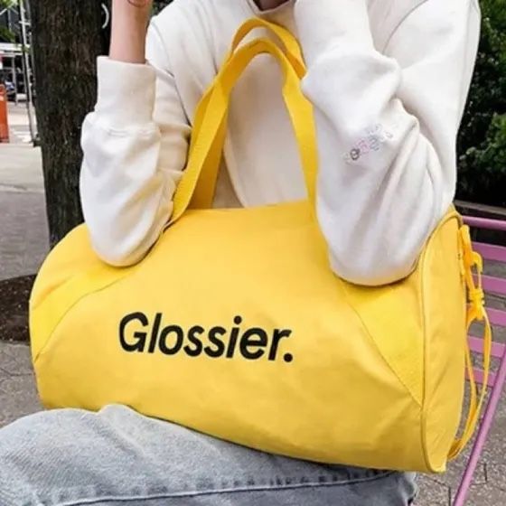 Glossier yellow duffel bag hotsell