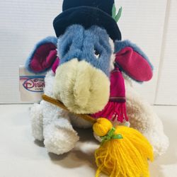 Vintage Disney Store Eeyore Winnie the Pooh Snowman Top Hat Plush 10” Christmas