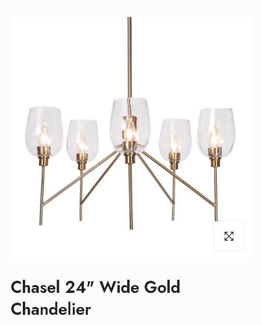 Zevni Chasel 24" 5 Light Chandelier Pendant Light Fixture In Gold