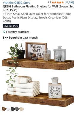 QEEIG Brown Floating Wall Shelves Set of 2