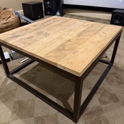 Palecek Reclaimed Wood Coffee Table 31” Modern Rustic Iron Base