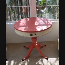 Vintage Hand Painted Side Table With Drawer