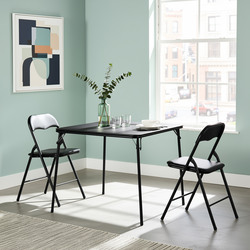 Homy Casa Fern 3PC Folding Table Set Compact Dining · Card Game · Space Saving Solution in Black