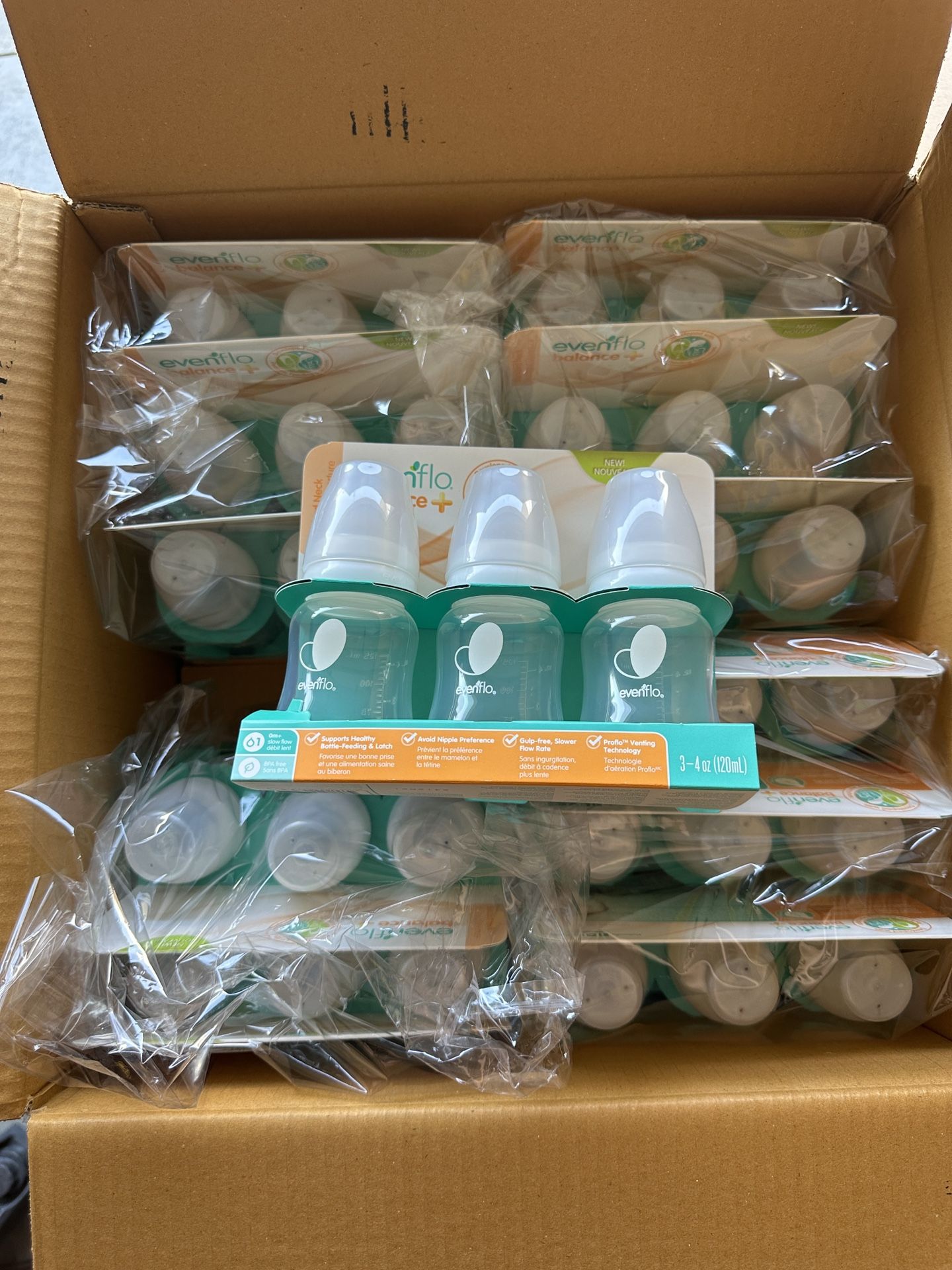 Evenflo Feeding Balance+ Bottles, Standard, 0+ Months, Slow Flow, 3 Bottles, 4 oz