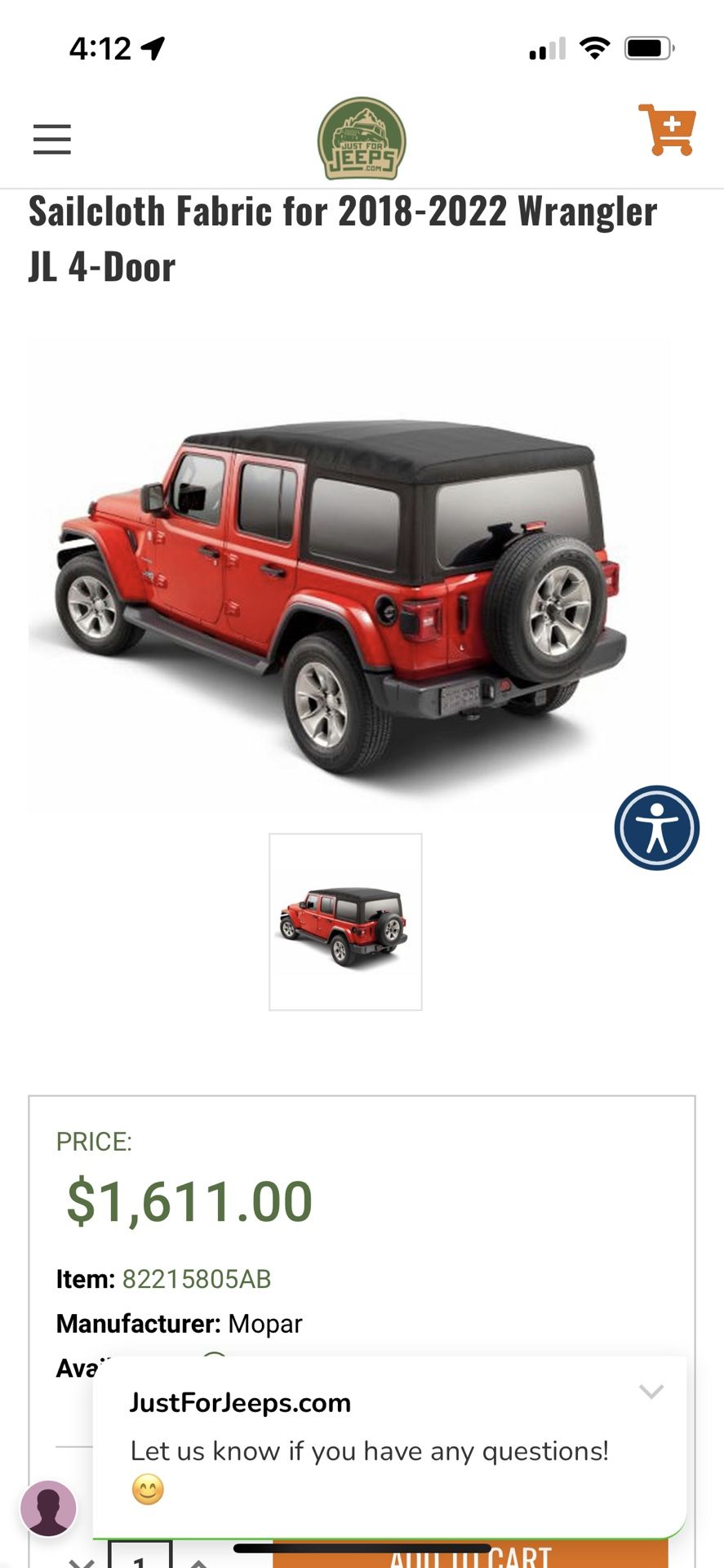 Soft top for 2018-2022 Jeep Wrangler JL4 Door